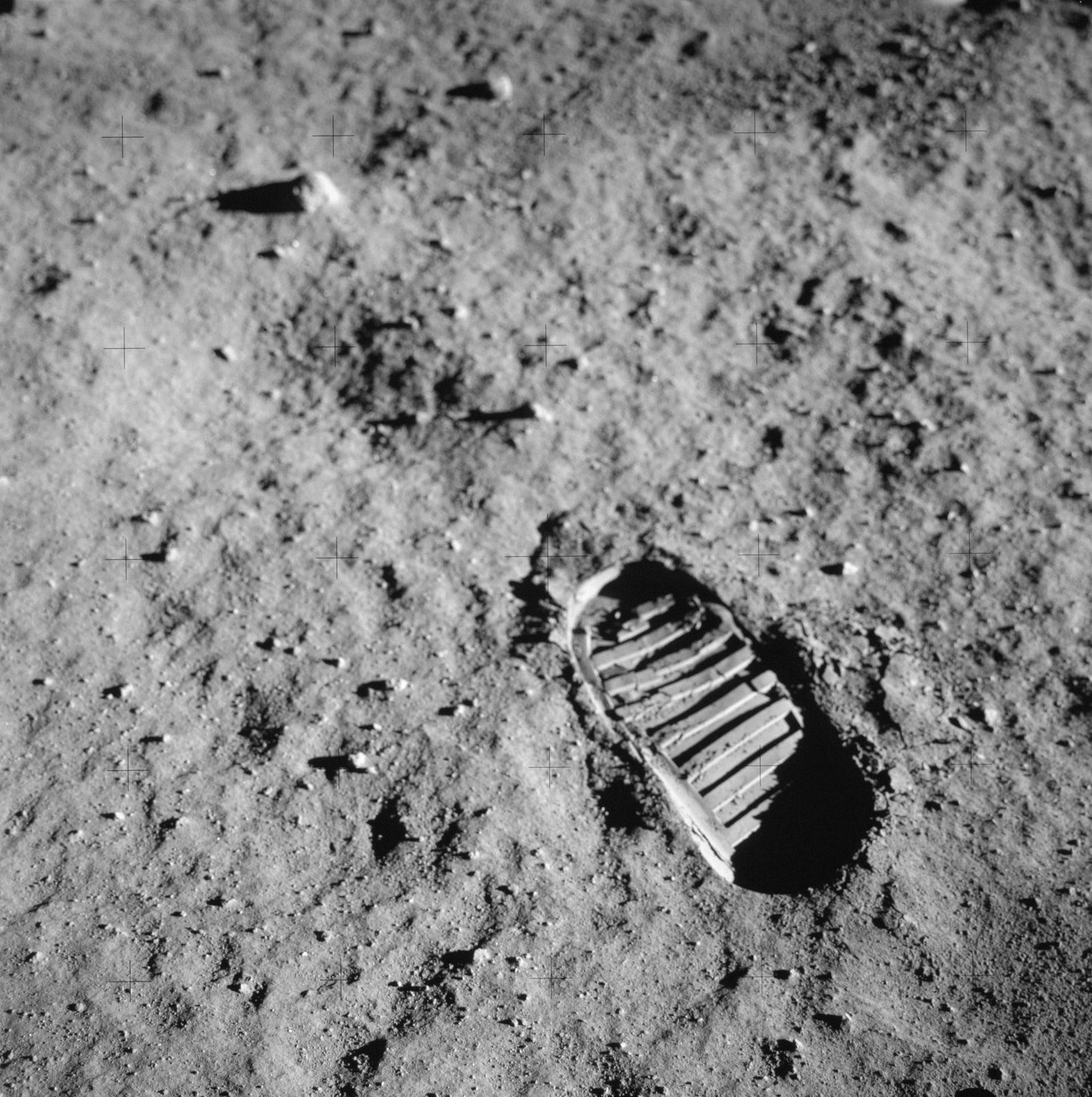 A human bootprint in lunar soil from Apollo 11